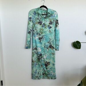 Aritzia Babaton button-up long sleeve midi dress